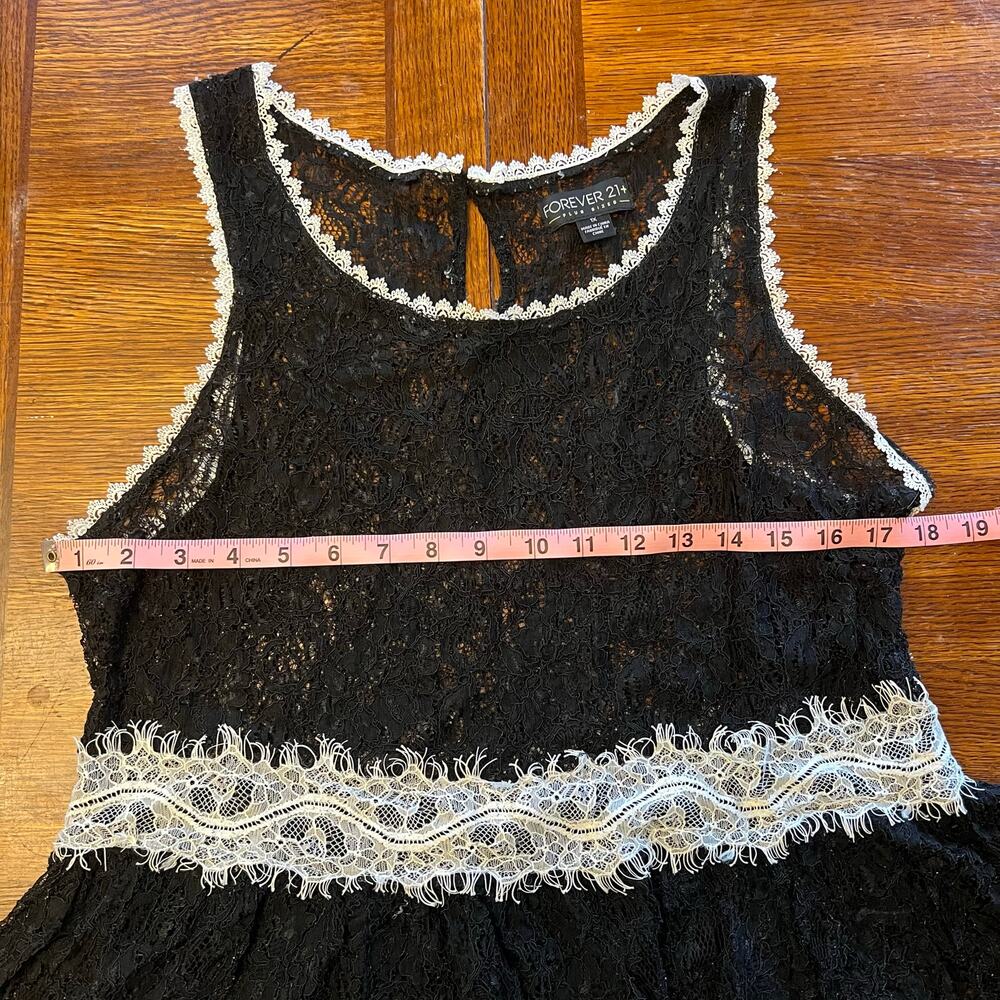 Vintage Forever 21 Black Lace Peplum Babydoll Tank Top Goth Coquette Plus Sz 1X - Picture 8 of 11